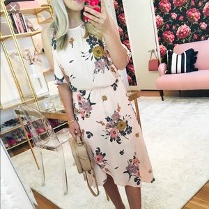 Leith Cold Shoulder Floral Midi Dress - xs